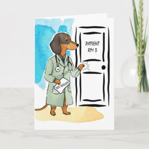 Carte Félicitations Retraite avec Dachshund Doctor