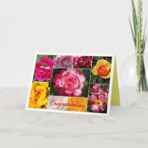 Carte Félicitations Rose Collage Yellow Interior
