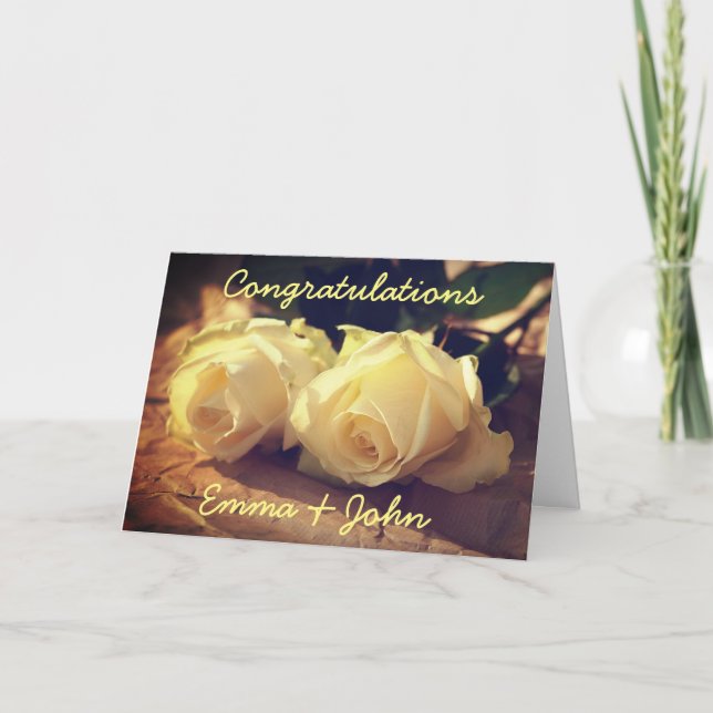 Carte Félicitations Roses Mariages Personnalisés (Devant)
