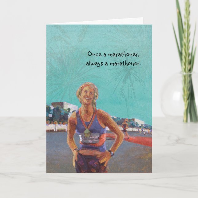 Carte Félicitations Runner Card - Une fois un marathonie (Devant)