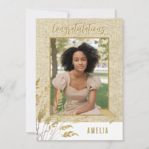 Carte Félicitations Rustiques Gold Foliage Graduate Phot