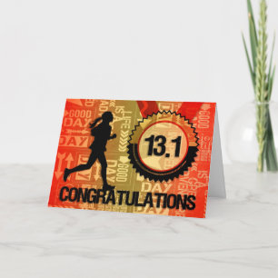 Carte Félicitations Semi-Marathon Féminine Runner Sports