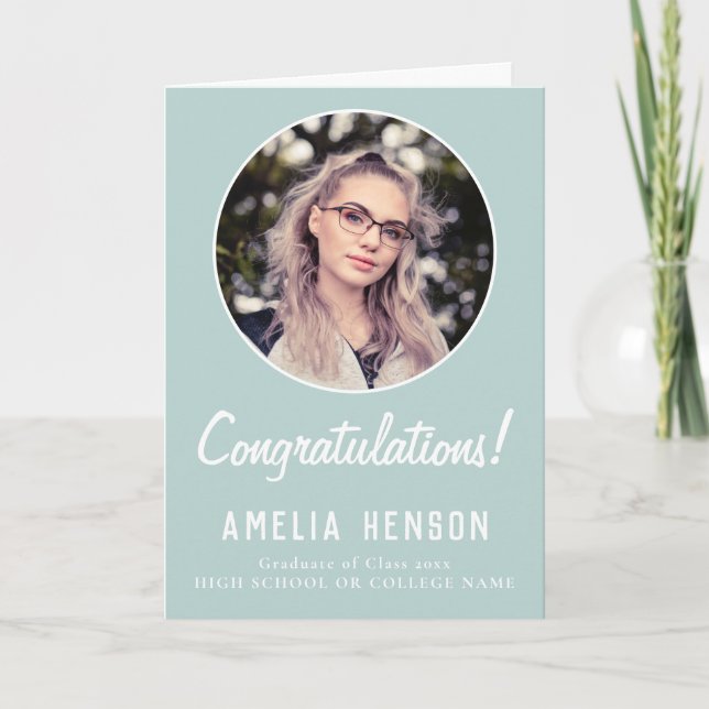 Carte Félicitations Simple Graduate Photo Graduation (Devant)