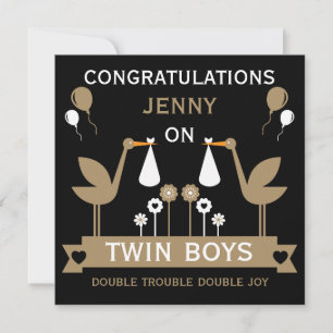 Carte Félicitations Stalk Delivery Twin Boy