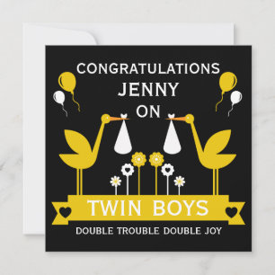 Carte Félicitations Stalk Delivery Twin Boy