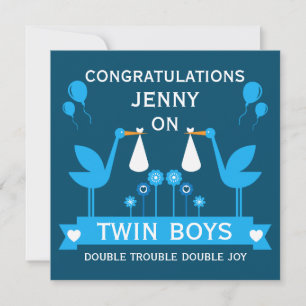 Carte Félicitations Stalk Delivery Twin Boy