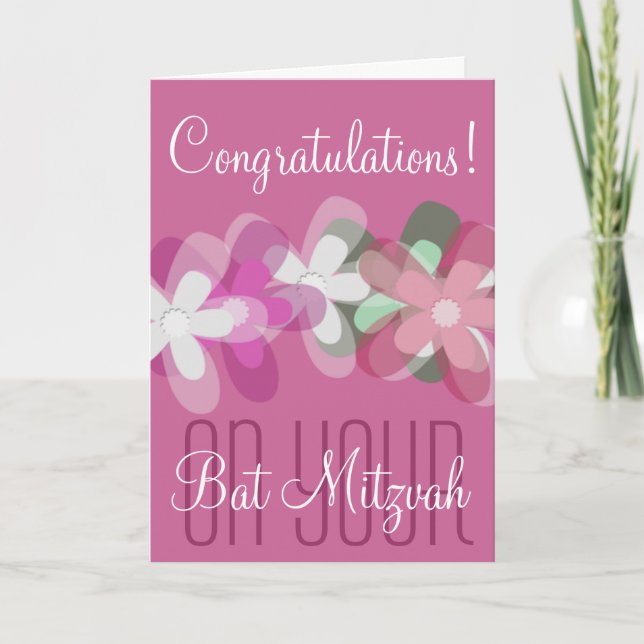 Carte Félicitations sur votre bat mitzvah floral (Devant)