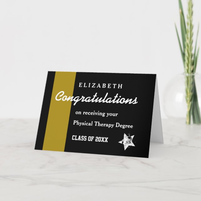 Carte FÉLICITATIONS Thérapie physique Bande d'or (Devant)