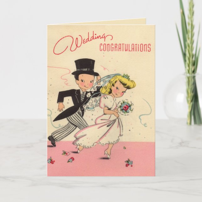 Carte Félicitations totalement rétros de mariage (Devant)
