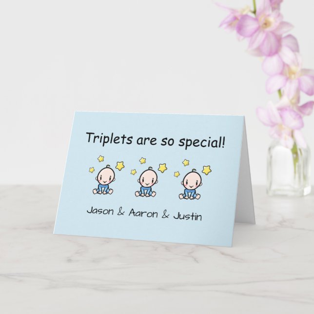 Carte Félicitations Triplets Personnalisée, Triple (Orchidée)