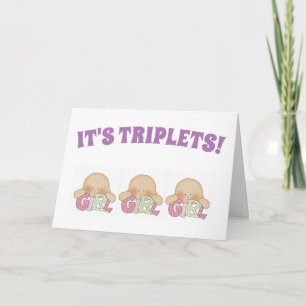 Carte Félicitations - Triplets Trois Filles