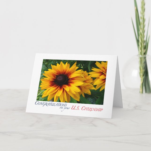 Carte Félicitations US Citoyenneté florale (Devant)