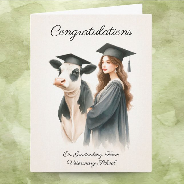 Carte Félicitations Vétérinaire Vache Et Diplômé De L'Éc (Celebrate their journey from hoof to heal with joy!)