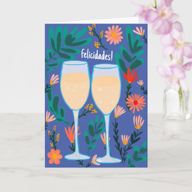 Carte Félicitations Vin pétillant Champagne Floral À vot (Orchidée)