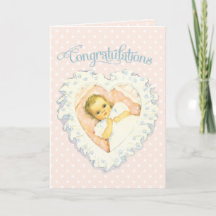 Carte Félicitations vintages pour le nouveau bébé