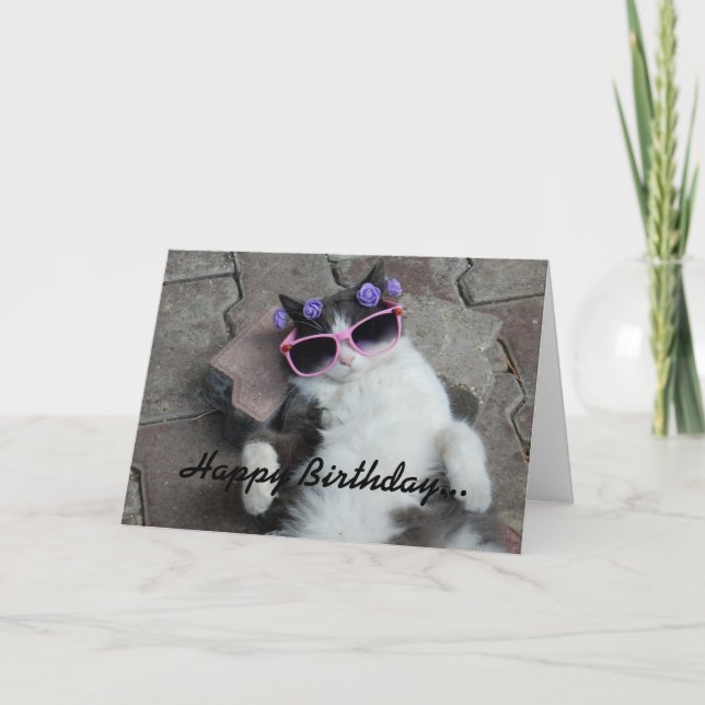 Carte Feline Diva Anniversaire (Devant)