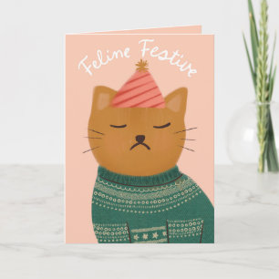 Carte Feline Festive Grumpy Chat de Noël