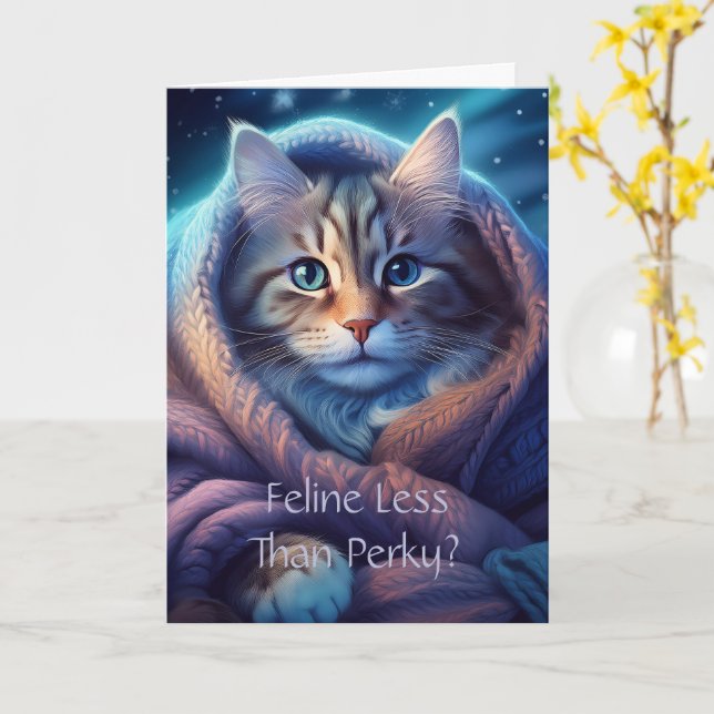 Carte Feline Get Well Card, Carte de voeux pliée 5 (Fleur jaune)