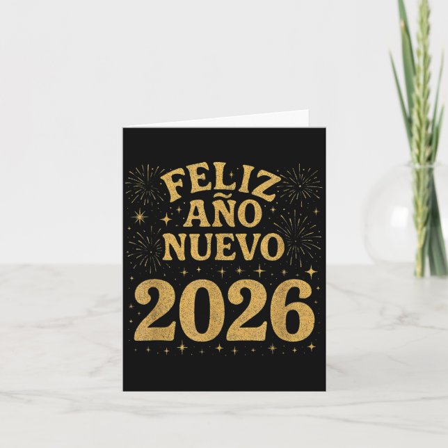 Carte Feliz Año Nuevo 2026 Spanish Fireworks New Year Fi (Devant)