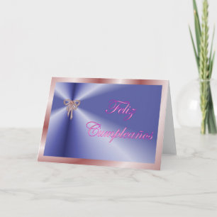 Carte Feliz Cumpleaños Anniversaire espagnol avec arc pe