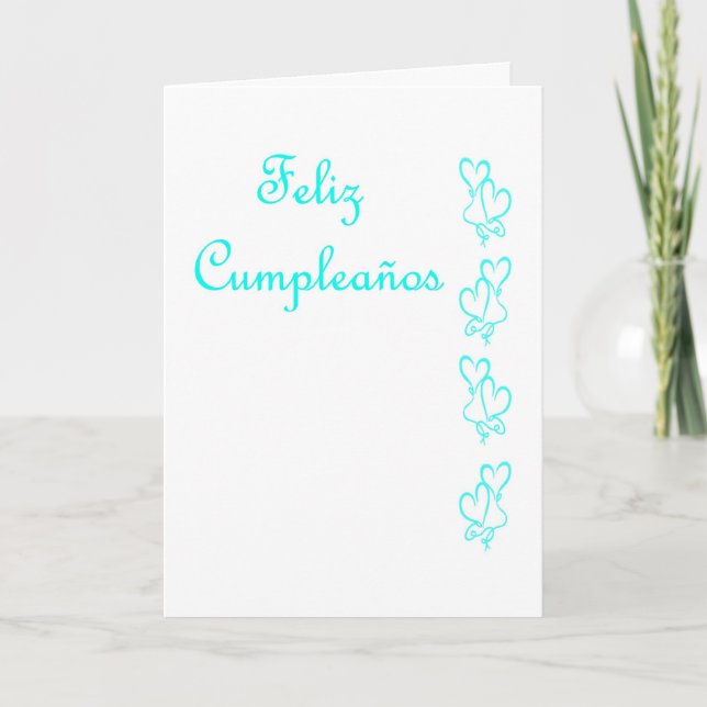 Carte Feliz Cumpleaños Anniversaire espagnol avec coeur  (Devant)