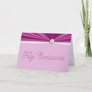 Carte Feliz Cumpleaños espagnol Anniversaire avec soie d