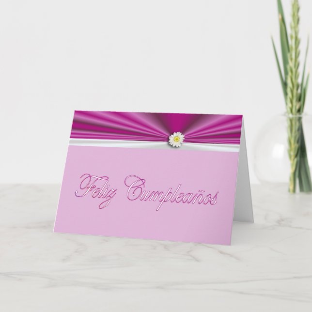 Carte Feliz Cumpleaños espagnol Anniversaire avec soie d (Devant)
