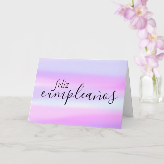 Carte Feliz Cumpleaños espagnol Anniversaire pinceau (Orchidée)