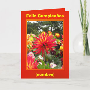 Carte Feliz Cumpleaños - Las Dalias Rojas y Amarillas