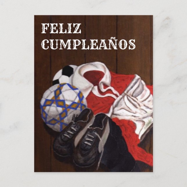 Carte FELIZ CUMPLEAÑOS pour Football Vintage (Devant)