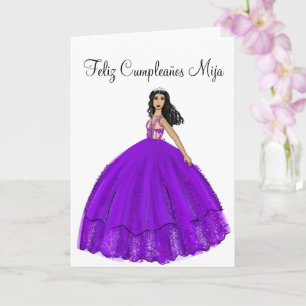 Carte Feliz Cumpleaños Purple Quinceanera Anniversaire 