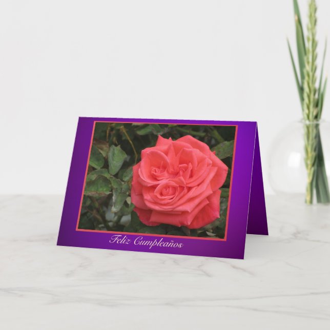 Carte - Feliz Cumpleaños - Rosa rosa (Devant)