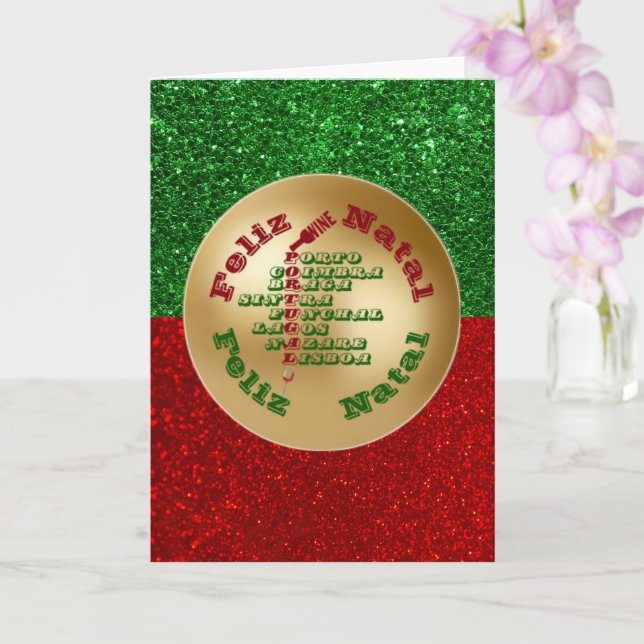Carte Feliz Natal Portugal Vin Lisbonne Porto Braga (Orchidée)
