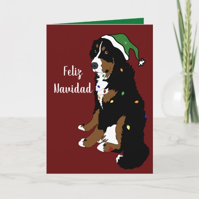 Carte Feliz Navidad Bernese Mountain Dog (Devant)