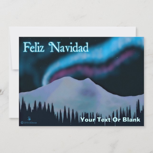 Carte Feliz Navidad - Blue Aurora (Devant)