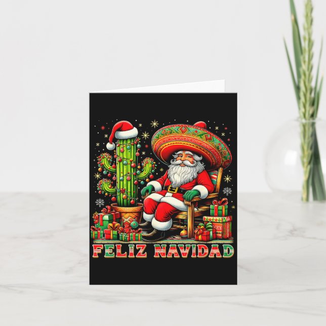 Carte Feliz Navidad Mexican Christmas Santa Sombrero Cac (Devant)