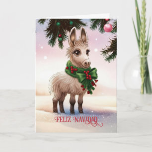 Carte Feliz Navidad Noël mignon Donkey Burro