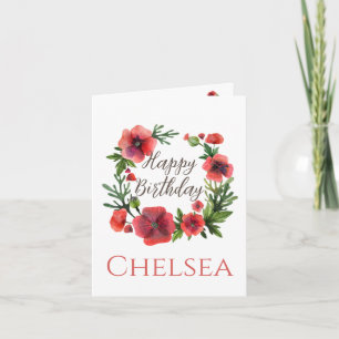 Carte Féminine Florale Poppy Anniversaire Pour Ell