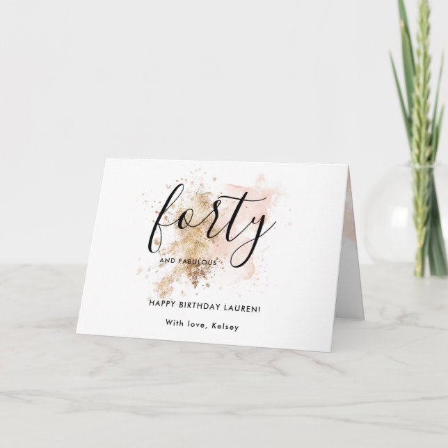 Carte Feminine Rose Quarante Et Fabuleux 40e Anniversair (Devant)