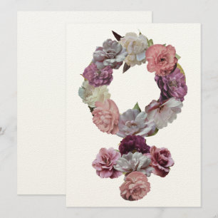 Carte Feministe - Symbole de Vénus féminin avec fleurs
