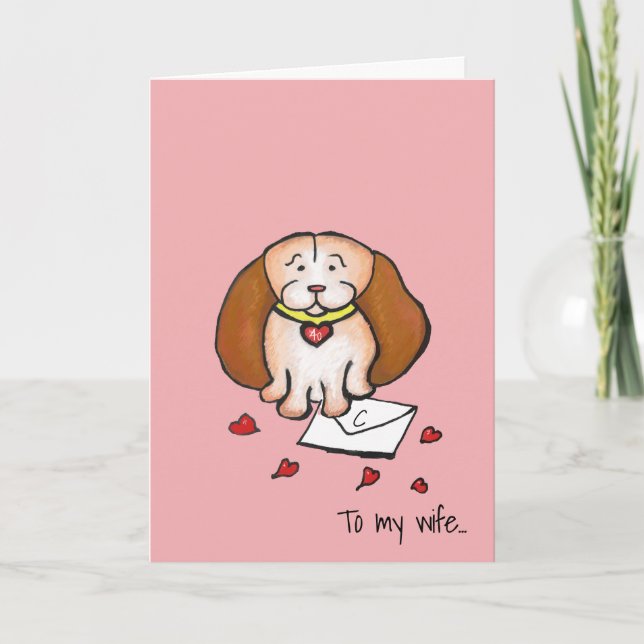 Carte femme 40e rubis mariage anniversaire chien mignon (Devant)