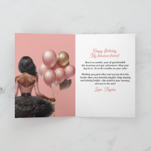 Carte Femme afro-américaine glamour Anniversaire rose