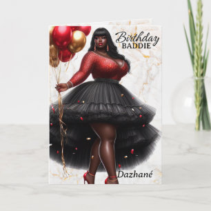 Carte Femme afro-américaine glamour Anniversaire rose