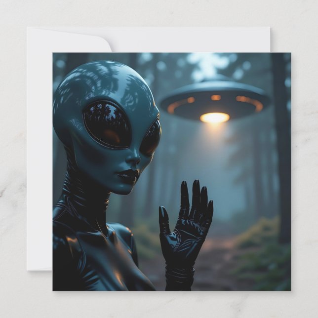 Carte Femme Alien extraterrestre et ovnis (Devant)