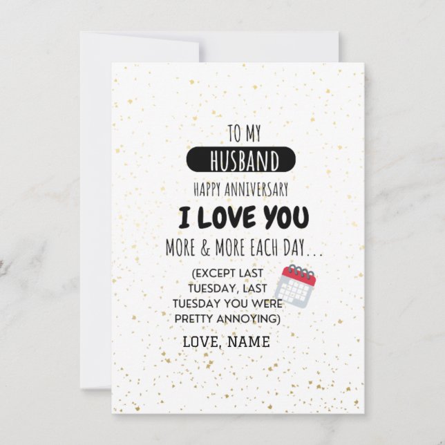 Carte Femme amusante au mari Message d'Humour à l'annive (Devant)