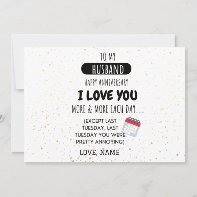 Carte Femme amusante au mari Message d'Humour à l'annive (Devant)