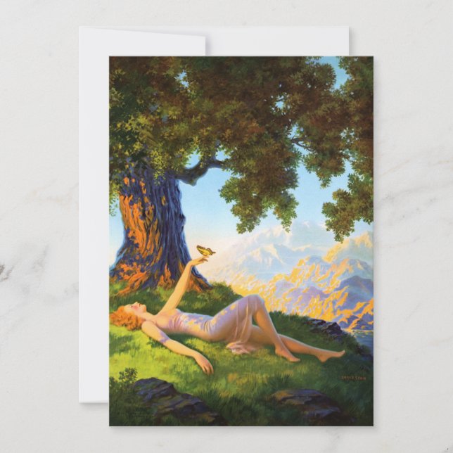 Carte Femme Art Déco vintage Avec Papillon (Devant)