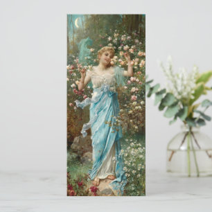 Carte Femme Art nouveau en fleurs sous une lune de crois
