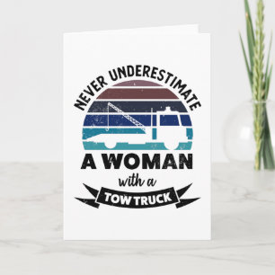 Carte Femme avec camion-remorque drôle de remorquage cad