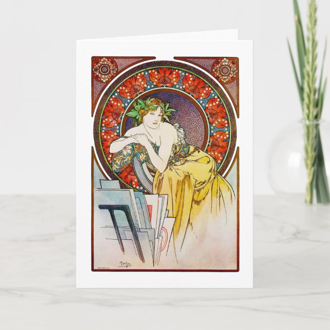 Carte Femme avec du pavot, Mucha (Devant)